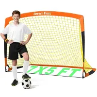Merkloos Fußballtor Torwand Kinderfußballtor - 118 x 152 cm - Orange und Schwarz - Faltbar - Für Garten und Strand