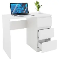 ML-Design Schreibtisch mit 3 Schubladen - 90x76x50 cm - Weiß, matt - Viel Stauraum - Modern - Für Zuhause und Büro