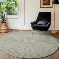 Ayyildiz Hali SIMPEX Kurzflor Teppich Rund 80 cm Grün, Hoch Tief Effekt 3D, Skandi Boho Design, Balkon Teppich für Küche Flur Wohnzimmer, Indoor Outdoor geeignet