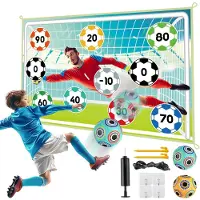 Merkloos Fußballspiel Fußballtor Fußballset - 152 x 102 cm - 2 Bälle mit Klettverschluss - Für drinnen und draußen - Kinder von 5 bis 12 Jahren