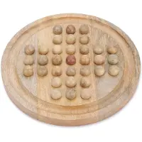Merkloos Brettspiel Solitär Steckspiel Holzspiel - Handgefertigt - 27,5 cm - Klassisches Steckspiel für Kinder und Erwachsene