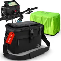 Merkloos Lenkertasche Fahrradtasche Handyhalterung - 6 Liter - Wasserabweisend - Schwarz - Mit Regenhülle