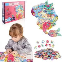 Merkloos Meerjungfrau Puzzle Lernspielzeug - 128 Teile - Ab 3 Jahren - Montessori Spielzeug - Geduldsspiel
