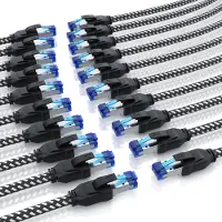 Primewire LAN-Kabel 20er Set CAT 8 Patchkabel 40 Gbit/s, Netzwerkkabel, S/FTP doppelt geschirmt, RJ45-Stecker, vergoldete Kontakte, 20 Stück, 0,5 m, schwarz