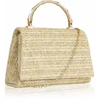 Merkloos Boho-Stil Handtasche für Damen aus Stroh mit geflochtenem Henkel