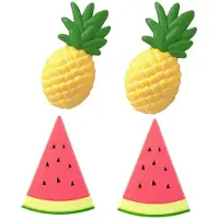 Merkloos Set mit 4 großen Strandtuchklemmen für Liegestühle, im Obst-Design