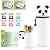 Merkloos Kawaii Panda Stifteköcher – 2-in-1 Silikon-Stifthalter mit Schulbedarf