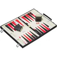 Merkloos Backgammonkoffer Brettspiel Reisespiel - Mit 15 weißen und schwarzen Steinen - Schwarz - 47 x 36 cm - Für Kinder und Erwachsene