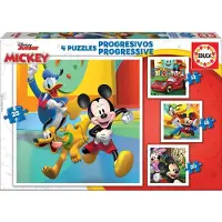Merkloos Mickey Mouse und Freunde Puzzle – Schwierigkeitsgrad: steigend – 4 Puzzles – Ab 3 Jahren