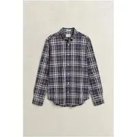 Gant für Herren. 3263001 Blau kariertes Hemd (S), Lässig, Baumwolle, Langarm