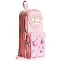 Merkloos Etui für Kinder mit 3 Fächern – Rosa