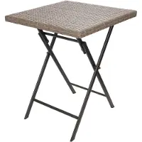 Merkloos Klapptisch Gartentisch Campingtisch - 58 x 58 cm - Polyrattan - Belastbar 90 kg - Grau-Braun