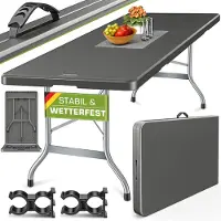 Merkloos Gartentisch Klapptisch Campingtisch - Klappbar - 220 x 70 cm - Tragegriff - Belastbar bis 200 kg