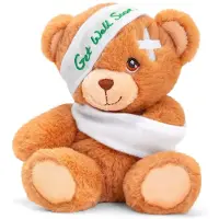 Merkloos Plüschtier Teddybär - Gute Besserung - 18 cm - 100% recyceltes Polyester - Öko-Kuscheltier - Ab Geburt geeignet