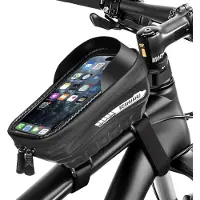 Merkloos Fahrradrahmentasche Handyhalter Rahmentasche - Wasserdicht - 7 Zoll - Schwarz - Für Fahrrad am Oberrohr