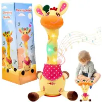 Merkloos Plüschgiraffe Plüschtier Kuscheltier Sprechende Giraffe - Wiederholt Gesagtes - Aufnahmefunktion 15 Sekunden - Ab 1 Jahr