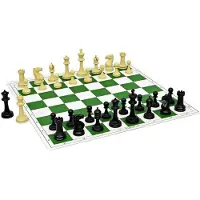 Merkloos Schachbrett Turnierschach Schachspiel - 43,2 x 43,2 cm - Vinyl - Grün, Blau oder Schwarz - Inklusive zwei Extra-Damen