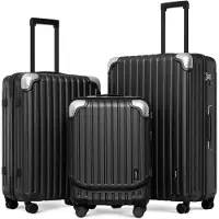 Merkloos Handgepäck Trolley Reisekoffer - 3-teilig - 55, 68 und 78 cm - TSA-Schloss - Schwarz