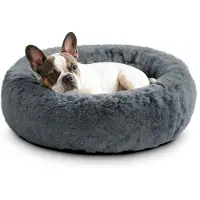 Dripio Hundebett rund, Kunstfell, waschbar, rutschfest, Donut, 60 cm