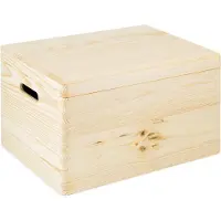 Markenlos Holz Aufbewahrungsbox mit Deckel 40x30x23 cm Rohholz Stabile Holzkiste
