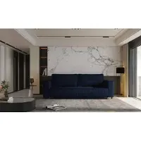 Fun-Möbel Sofa 3-Sitzer mit Schlaffunktion JUNA Stoff Terra Dunkelblau