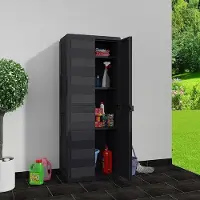WAN Aufbewahrungsschrank Kunststoff - Gartenschrank - Stores - Belüftung verstellbar - 3 Regale - Schwarz