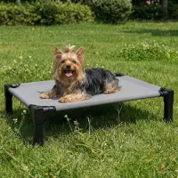 Merkloos Hundebett erhöht Hundeliege - Gitter und Stahlrahmen - 90 x 63 x 19 cm - Antirutsch-Füße - Klein