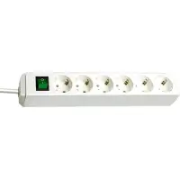 Brennenstuhl Eco-Line Steckdosenleiste mit Schalter 6-fach weiß 3m H05VV-F 3G1,5, 1159520400