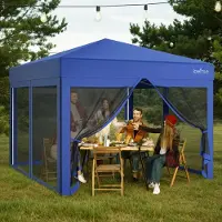 LOEFME Faltpavillon 3x3 Meter Pop-Up Gartenpavillon Partyzelt Wasserdicht mit 4 Seitenwänden Insektenschutz Stahlrahmen UV-Schutz 9 qm Tragetasche verstellbare