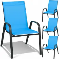 GoGarden Metall Gartenstühle für Terrasse Balkon Gartensessel blau 4 Stk
