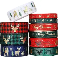 LIHAO Weihnachtsbänder Polyestergewebe 10 Rollen 5 Yards, festlich dekorieren & basteln