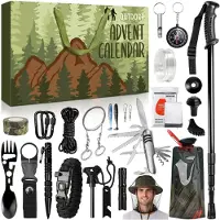 Izoel Adventskalender 2026 Outdoors Camping Männer 24 Wander Werkzeuge Dunkelgrün
