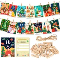 HOWAF Adventskalender 2026 Weihnachtskalender Adventskalender Beste mit 24 Karten Holzklammern zum Aufhängen ideal für weihnachtsgeschenke Freundin