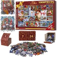 GOFFII Adventskalender Puzzle 2026 Weihnachts 1008 Teile 70x50 cm Adventskalender Puzzle Erwachsene