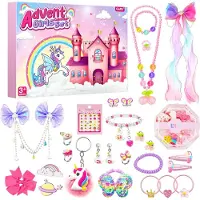 GOFFII Adventskalender 2025 Kinder Mädchen Mädchen Haarschmuck Halsketten DIY, 24 Füllung Adventskalender Schmuck mädchen 3-12 Jahre Überraschungsgeschenk