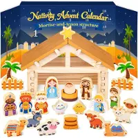 RONSTONE Holz Krippe Adventskalender 2026 24 Days Weihnachtskrippe Kinder