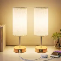 UPXNBOR Nachttischlampe Touch 2er Set, Tischlampe Dimmbar mit Ladefunktion