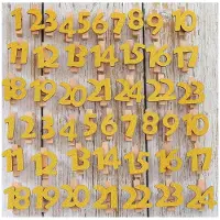 Dahi Adventskalender Zahlen Holzklammern 1-24 zum Basteln 2 Sets (48 Stück)