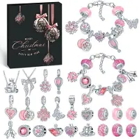 PITMT Adventskalender Schmuck Basteln Mädchen 24 Tage DIY Armbänder Halsketten Geschenk