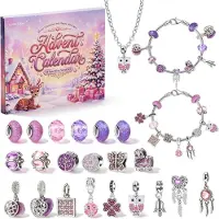 COZCLAM Adventskalender Schmuck 2026 24 Tägiger Weihnachtskalender 24-tägiger Schmuck Adventskalender Rosa und Lila