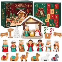 Loxiia Krippen-Adventskalender 2026 Kinder Krippengeschichte Geschenke für Kleinkinder 24 Tage Xmas Count Down Box Christliche Religiöse Weihnachtsmotiv