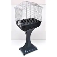 M.O. Mega Vogelkäfig Wellensittich Kanarien mit Ständer - Anthrazit/Chrom