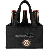 KHstylehoo Flaschentasche für 6 Flaschen aus Filz mit Spruch "Ohne Bier kein Sieg" und Darts Motiv