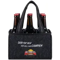 KHstylehoo Filz Tasche für 6 Flaschen mit Spruch "DER TUT NIX, DER Will NUR CAMPEN"