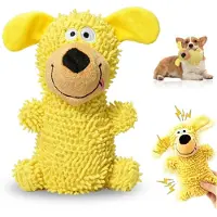 YeahBoom Kicherndes Zahnreinigungsspielzeug für Hunde, Plüsch, Gelb, Anti-Stress, Welpen Kauspielzeug
