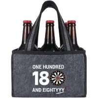 KHstylehoo Filz Tasche für 6 Flaschen mit Dart Spruch "ONE Hundred and EIGHTYYY"