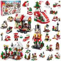 YeahBoom Adventskalender Bauklötze Set 24 Day Geheimnisvolle Box Countdown Gift 24 Stück Adventskalender Spielzeug Weihnachtsmann Rentier Bauklotz Nussknacker