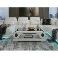 AEA Couchtisch Schwarz Modern Wohnzimmer Glasplatte Design Möbel Tisch *