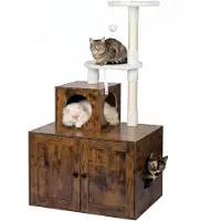 Dripio Kratzbaum mit Katzenklo-Schrank, 133x78x49 cm, dunkelbraun