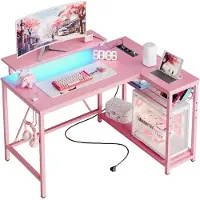 Dripio L-förmiger Computertisch mit RGB-Licht, 106 cm, rosa